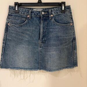 We The Free Distressed Blue Denim Mini Skirt